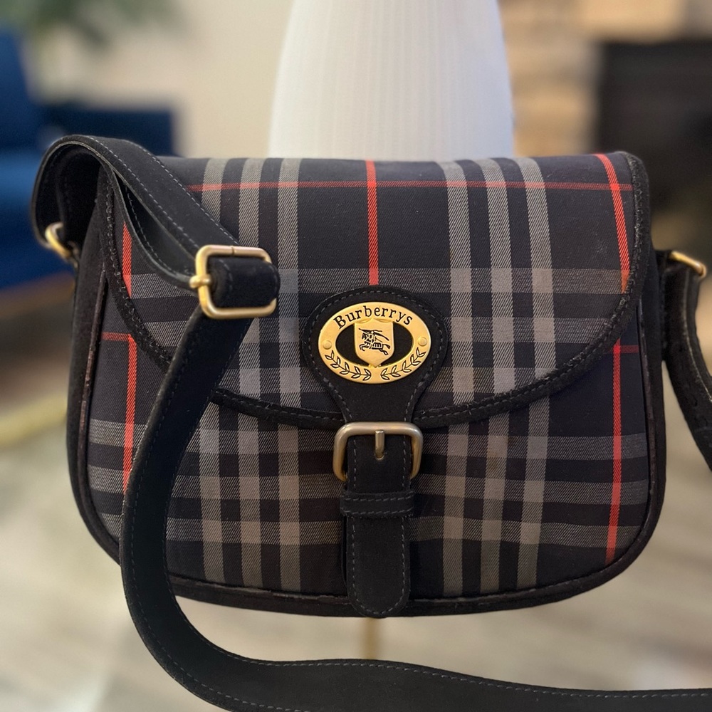 Burberry Black and Red Plaid Crossbody Bag